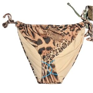 ASOS Design‎ Leopard Animal Print String Bikini Bottoms Sz 8 Resort Beach Cruise